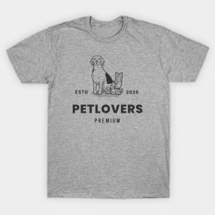 Cats Dogs Retro Petlovers Premium Brand Estd Established in 2020 T-Shirt